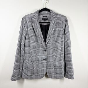 Talbots Aberdeen Knit Blazer Houndstooth Size‎ 10 Glen Plaid Ponte Black White
